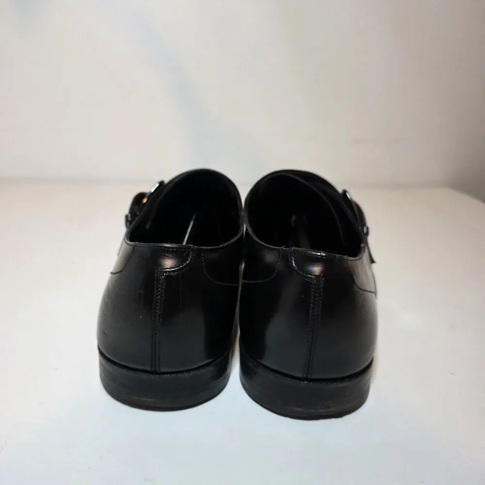 Salvatore Ferragamo Single Monk Strap Black Leather Dress shoes Mens Size 15 D